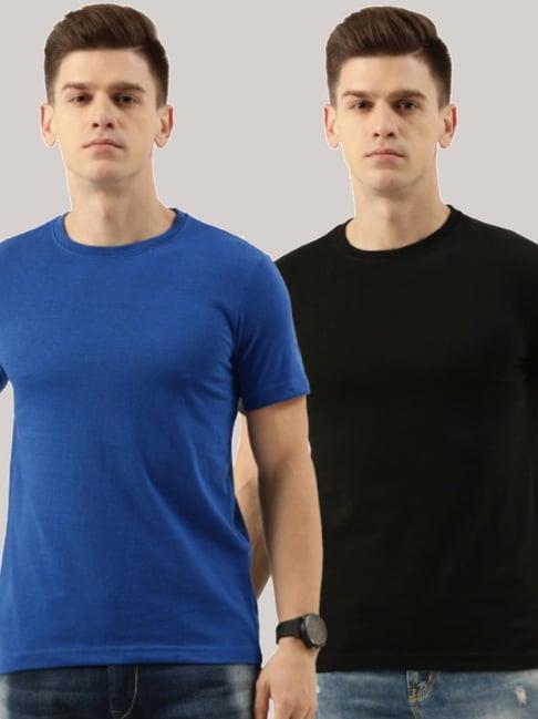 bene kleed black & blue regular fit crew t-shirt - pack of 2