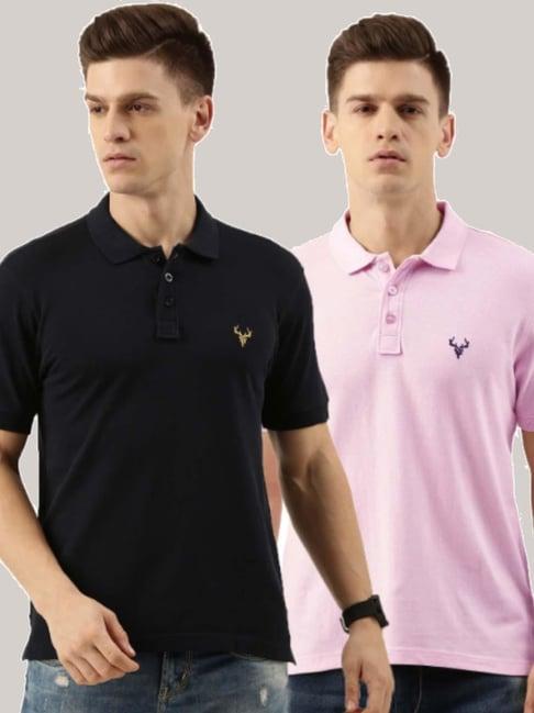 ivoc black & pink regular fit polo t-shirt - pack of 2