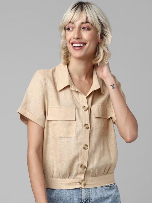 only beige regular fit shirt