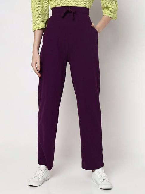 vero moda purple slim fit high rise pants