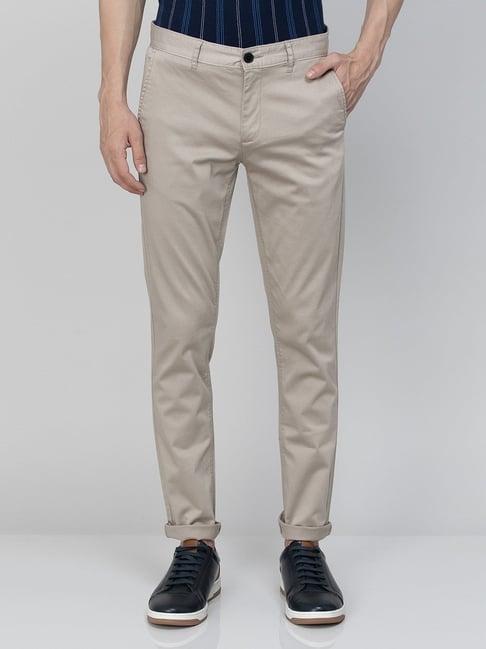 fame forever by lifestyle beige slim tapered fit chinos