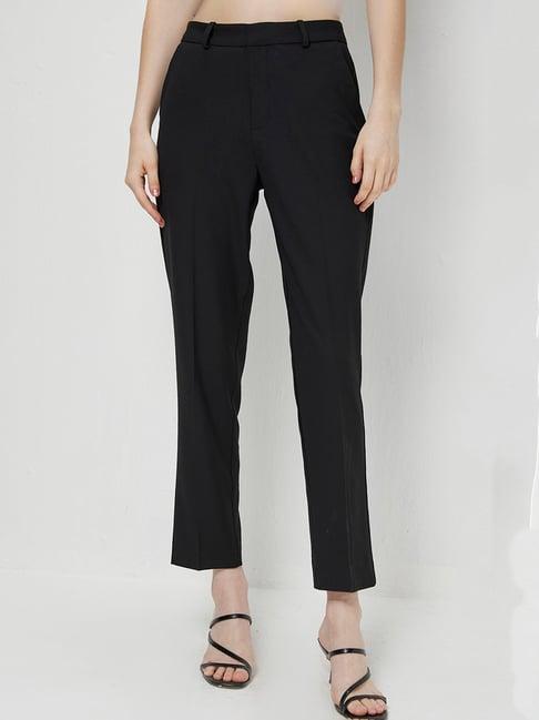 cover story black regular fit high rise pants