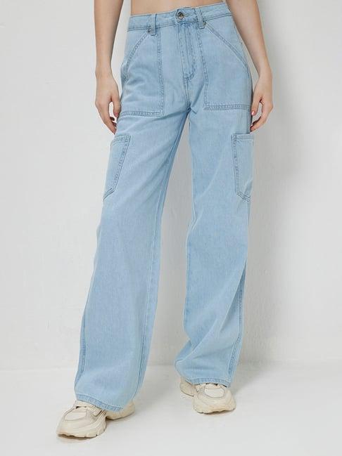 cover story blue regular fit high rise jeans