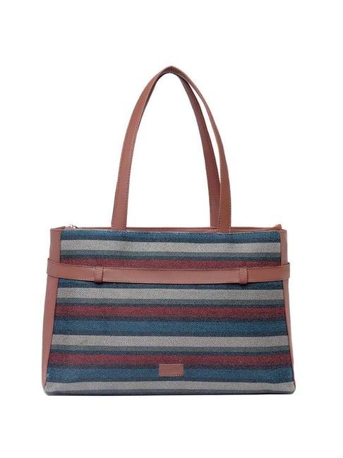 zouk multicolor striped large laptop tote handbag