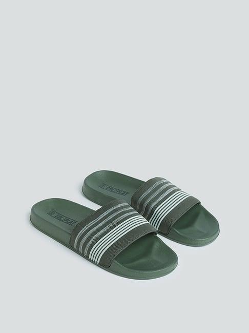 soleplay by westside dark sage striped slides