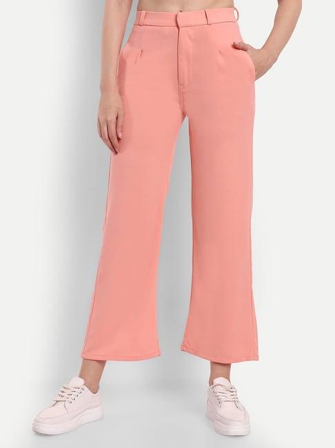 broadstar peach straight fit high rise trousers