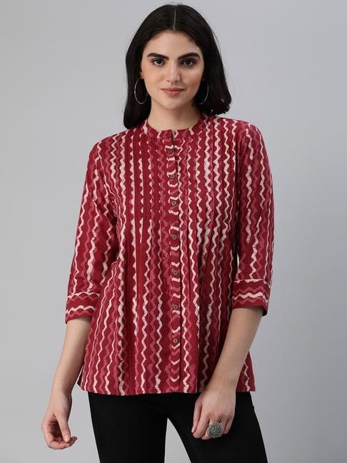 kami kubi maroon printed top