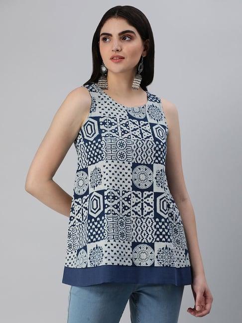 kami kubi blue printed top