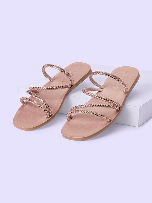 forever glam by pantaloons women's rose gold casual sandals