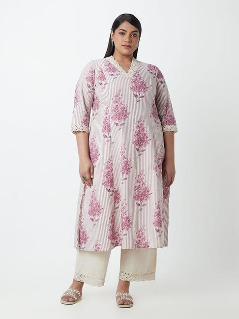 diza curves by westside mauve floral print a-line kurta