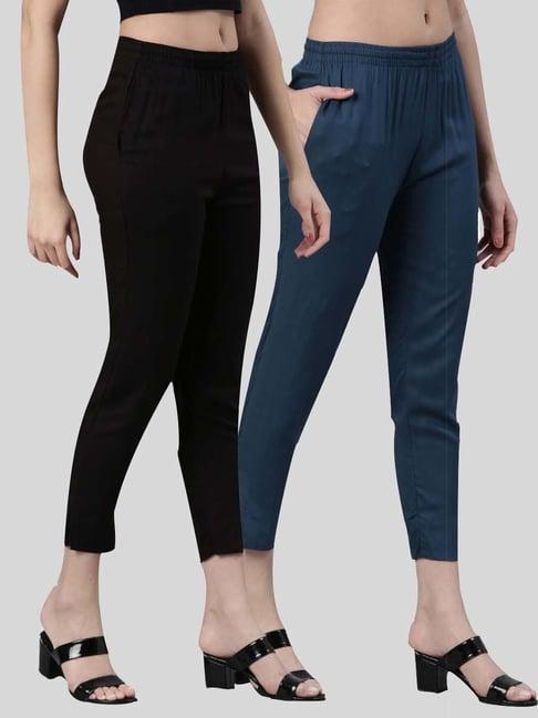 kryptic black & blue mid rise pants - pack of 2