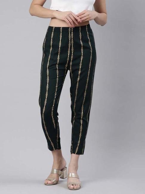 kryptic green mid rise printed pants