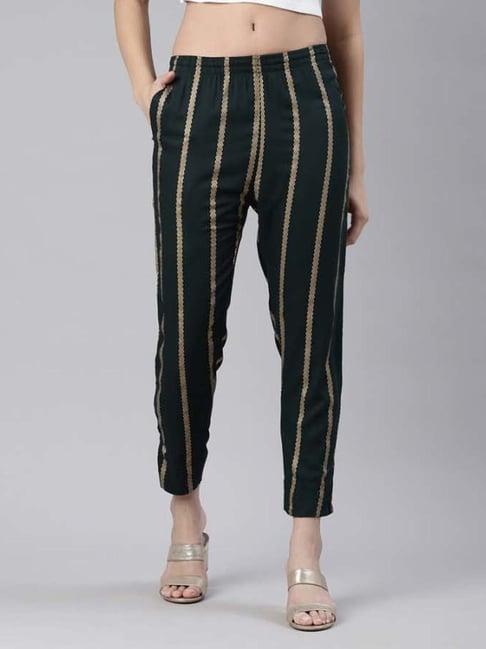 kryptic green mid rise striped pants