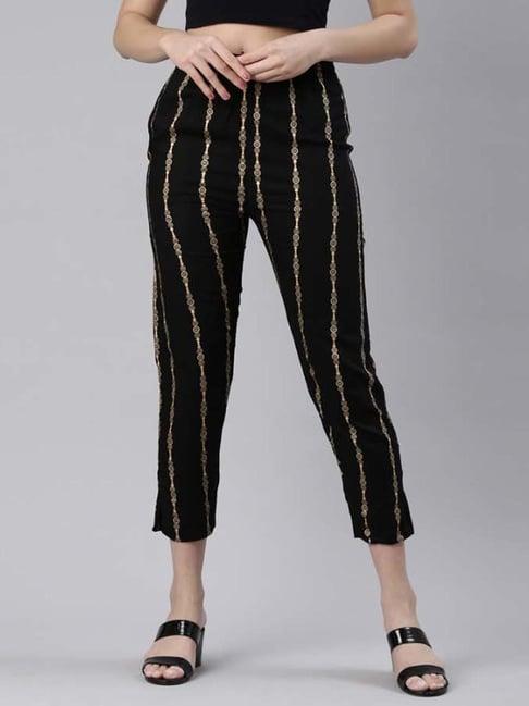 kryptic black mid rise striped pants