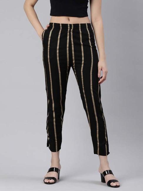 kryptic black mid rise striped pants