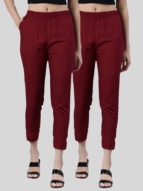 kryptic maroon mid rise pants - pack of 2