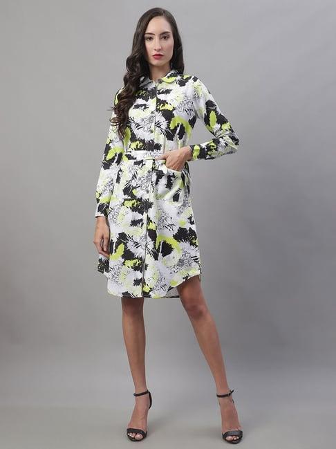 jainish white printed shirt dress