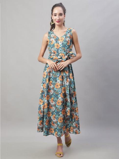 jainish blue printed maxi dress