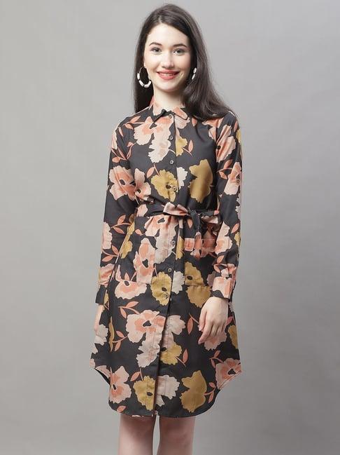 jainish black printed shirt dress