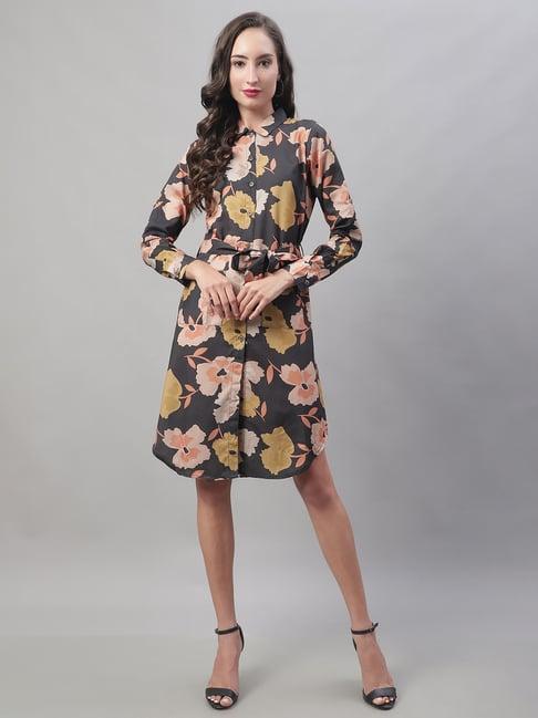 jainish black printed shirt dress