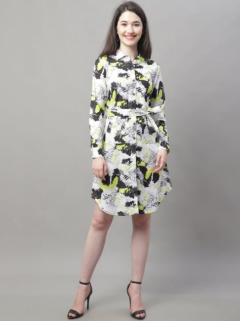 jainish white printed shirt dress