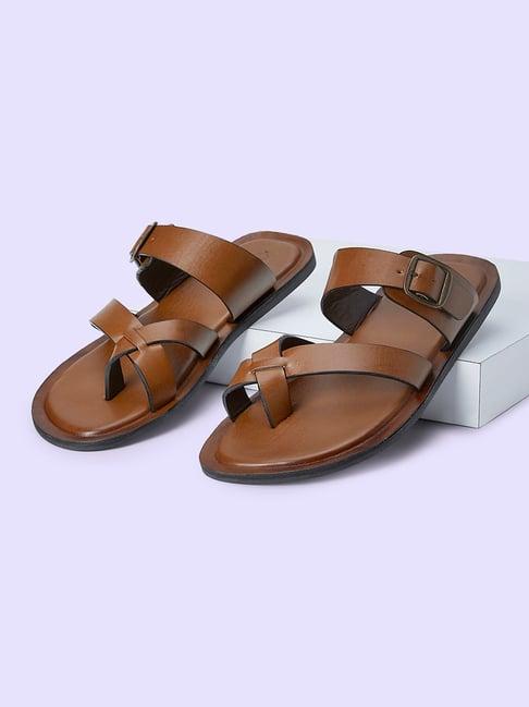 byford by pantaloons men's tan toe ring sandals