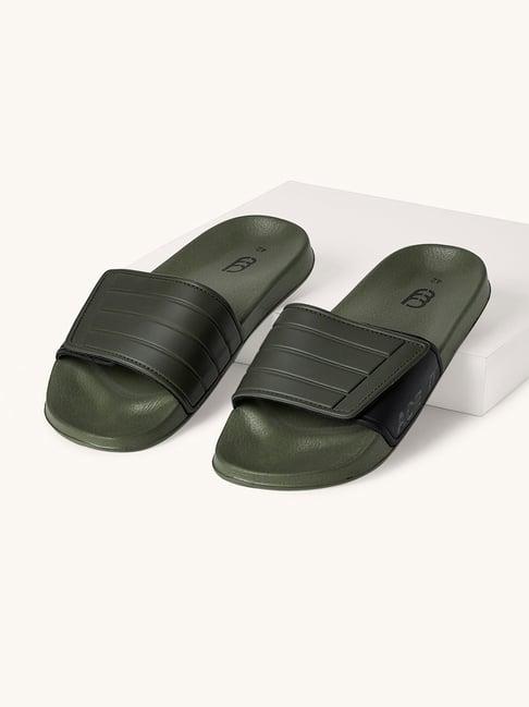 ajile by pantaloons men's olive slides