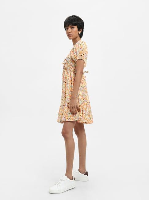 nuon by westside orange floral print dress