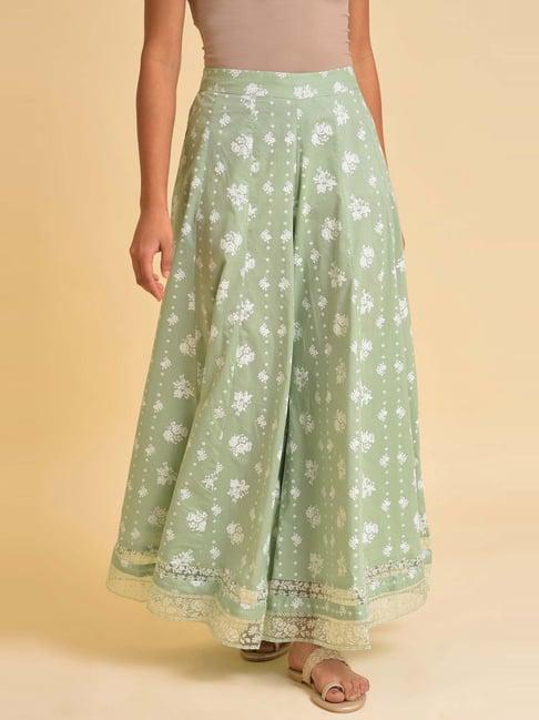 w green floral print palazzos