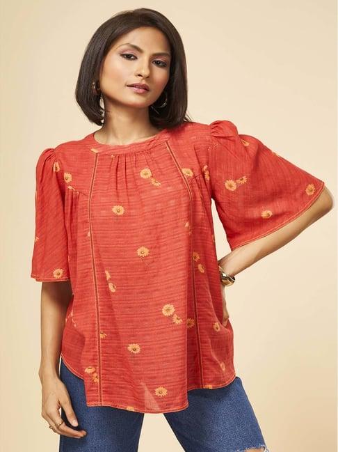 marigold lane rust printed top