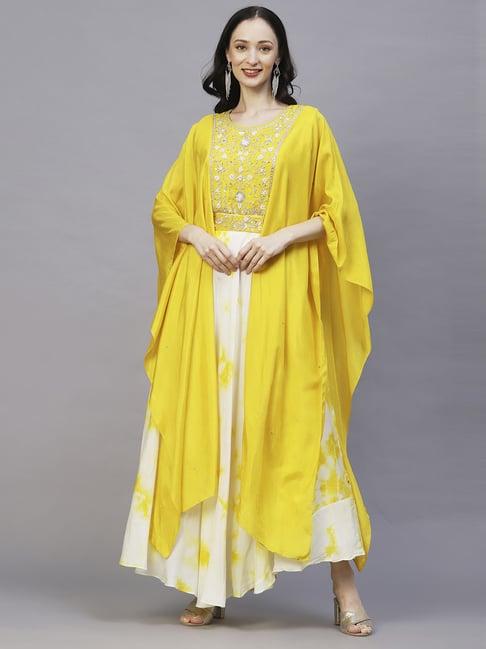 fashor yellow embellished maxi dress