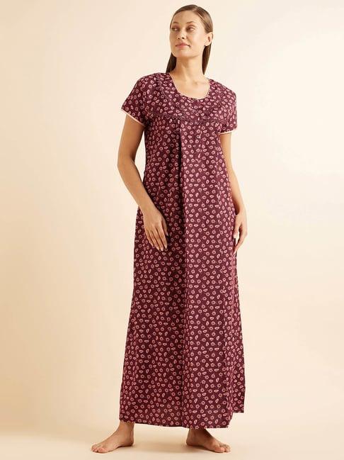 sweet dreams maroon printed nighty