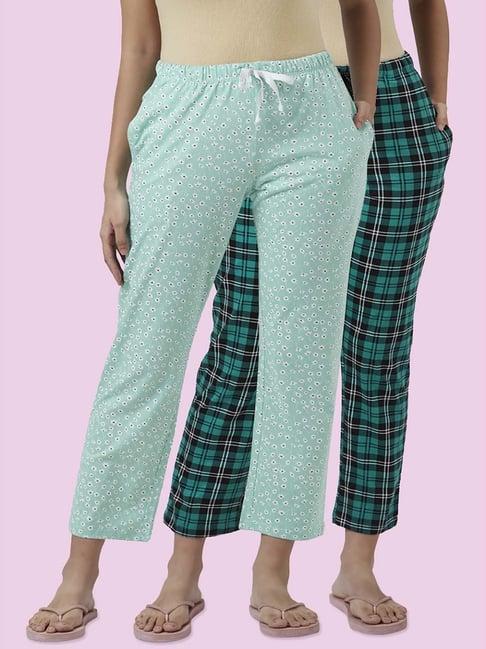 dreamz by pantaloons green cotton printed pyjamas - pack of 2