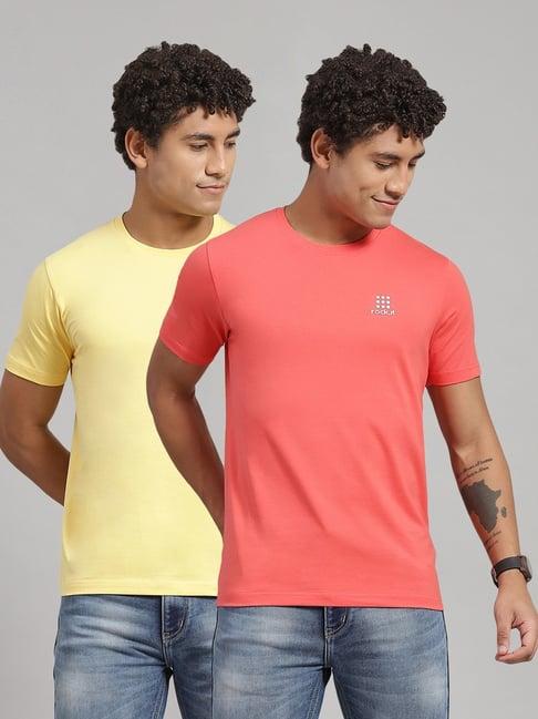 rock.it yellow & coral slim fit t-shirt - pack of 2