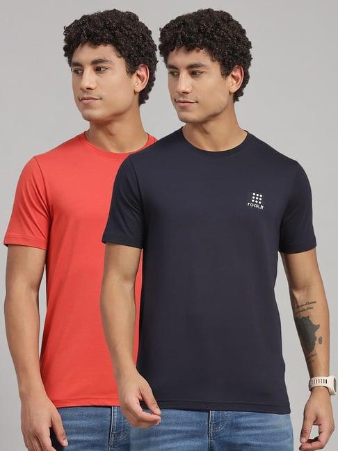 rock.it rust & navy slim fit t-shirt - pack of 2