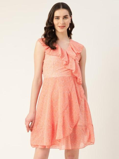 alsace lorraine paris peach printed a-line dress