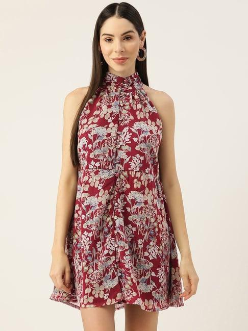 alsace lorraine paris maroon printed a-line dress