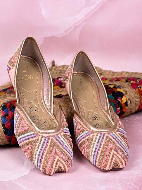 jove women's pink ethnic juttis