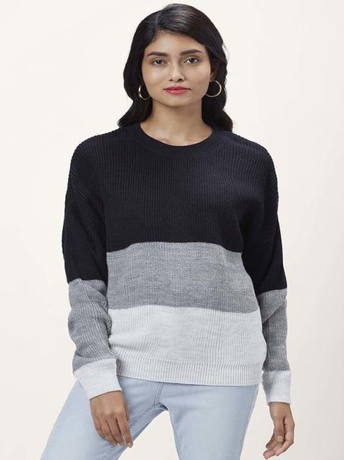 honey by pantaloons navy color-block sweater