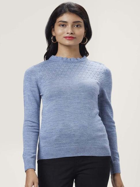 honey by pantaloons blue self pattern sweater