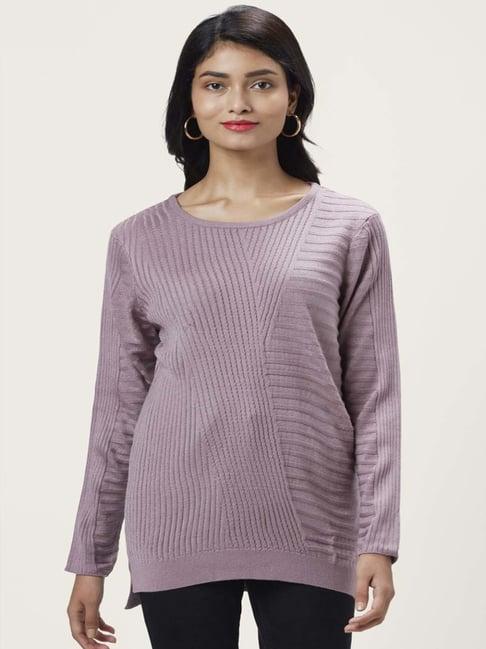 honey by pantaloons purple self pattern sweater