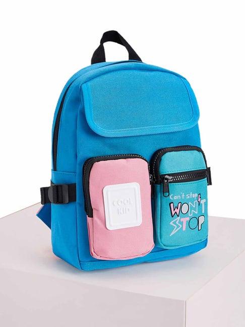 pantaloons junior blue printed medium backpack