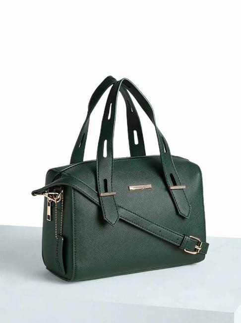 forever glam by pantaloons forest green medium satchel handbag