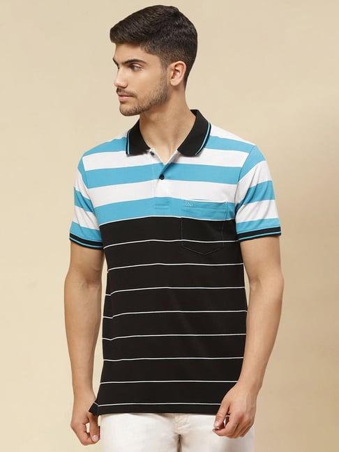 cloak & decker by monte carlo black regular fit striped polo t-shirt