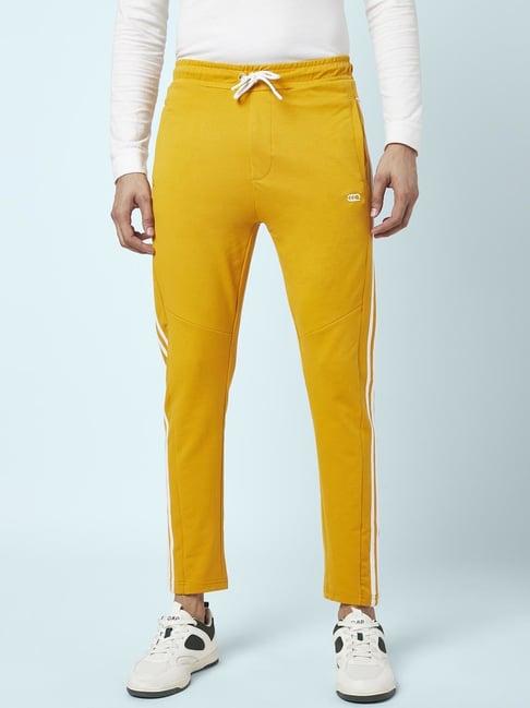 ajile by pantaloons mustard slim fit striped trackpants