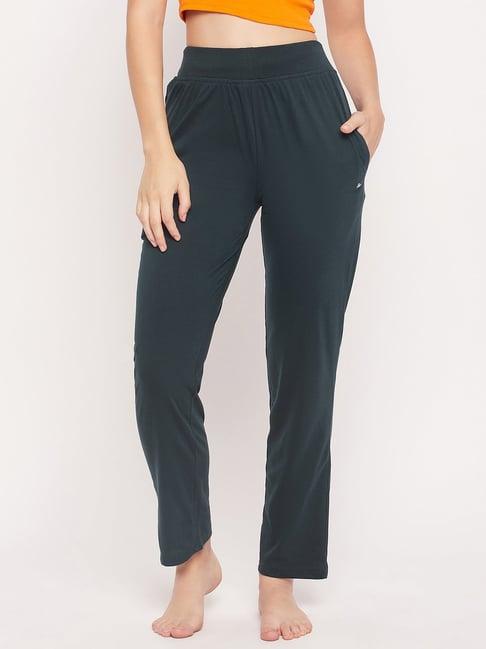 okane bottle green mid rise lounge pants