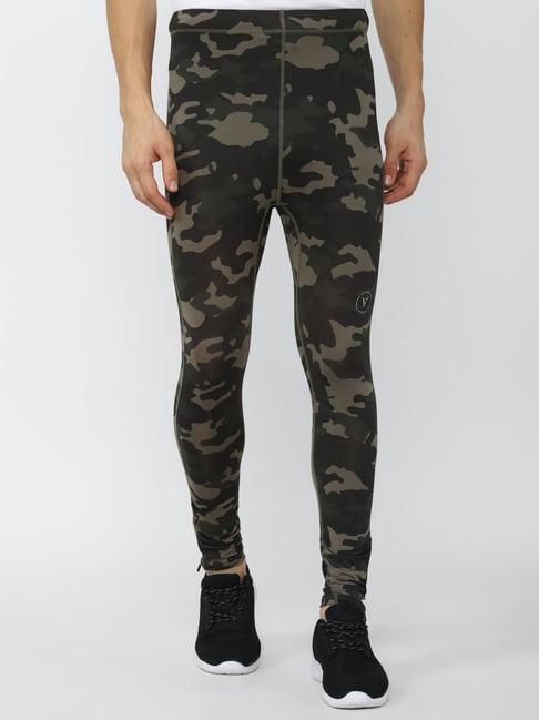 van heusen flex green skinny fit camouflage sports tights