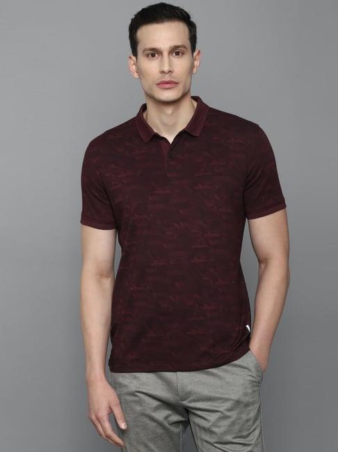 louis philippe sport purple cotton slim fit printed polo t-shirt