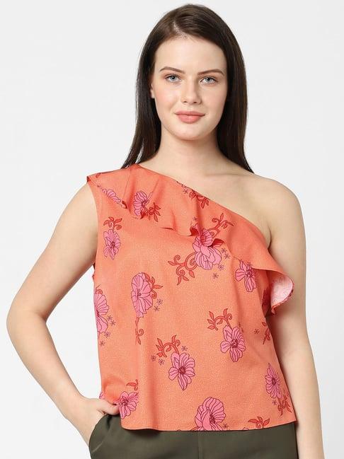 vero moda orange floral print top