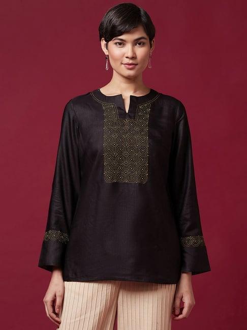 fabindia black embroidered tunic